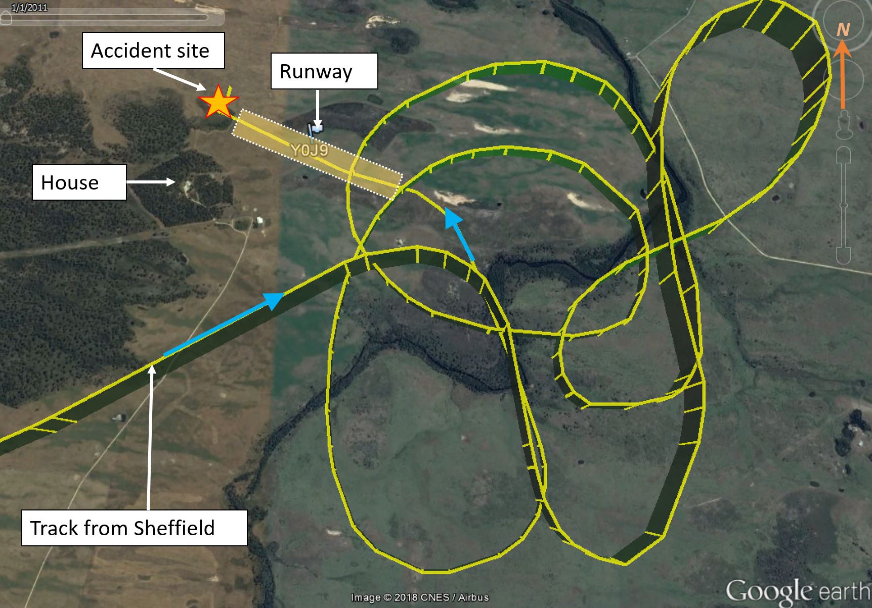 Figure 1: Recorded aircraft track