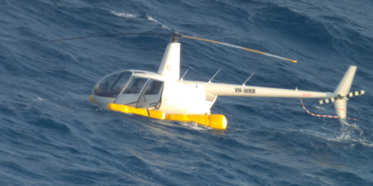 Figure 1: VH-WRR after ditching about 49 km north of Hamilton Island Airport, Queensland. Source: Australian Maritime Safety Authority, modified by the ATSB