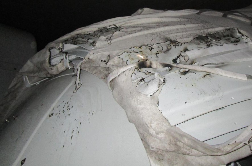 Figure 4: Cargo covering material and cargo surface damage. Source: Briese Schiffahrts