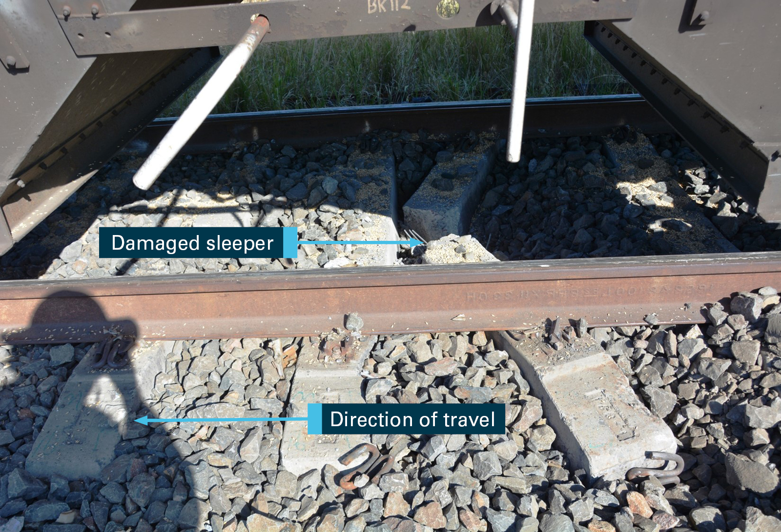Figure 9A: Damaged concrete sleepers. Source: ATSB