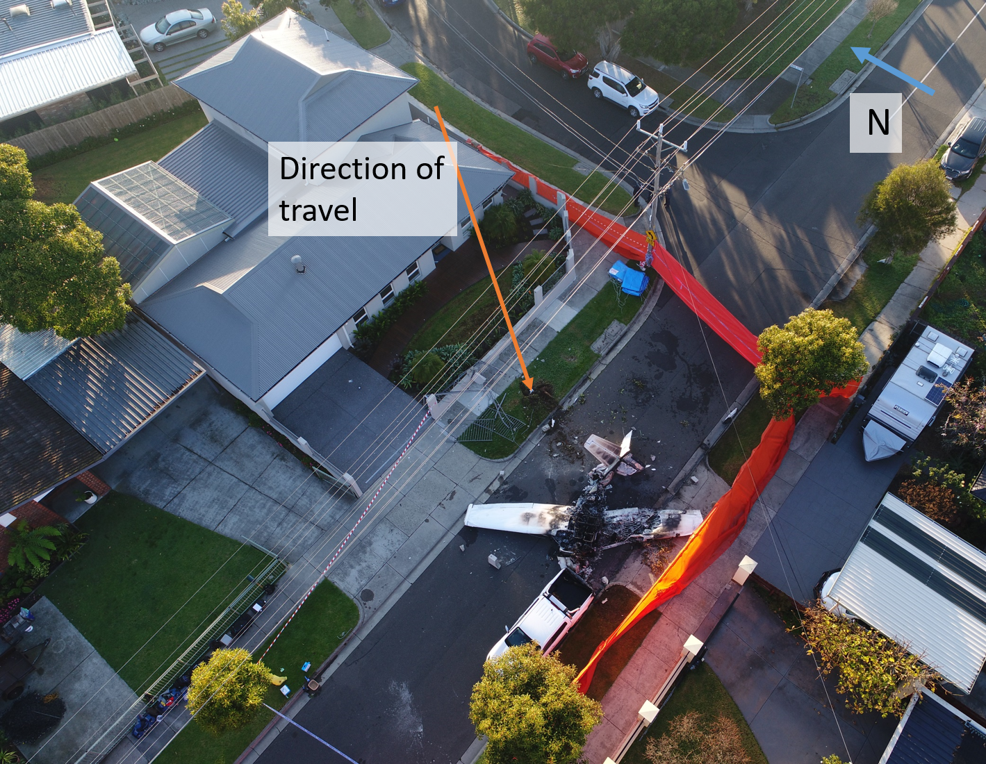 Figure 1: Accident site of Cessna Aircraft C172S, registered VH-EWE, near Moorabbin Airport, Victoria