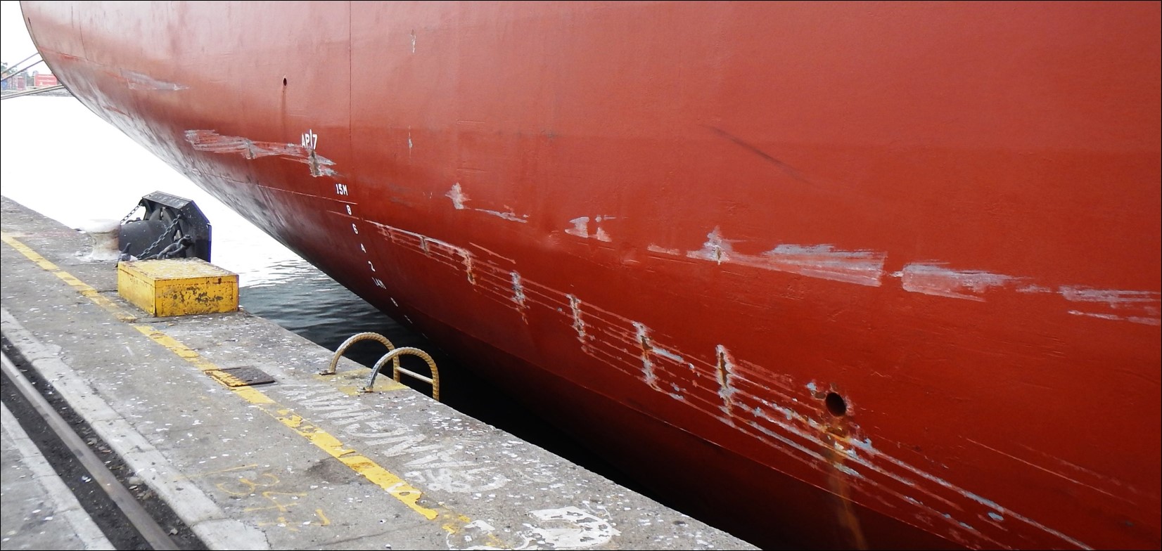 Figure 4: Beijing Bridge showing surface damage to the hull on the starboard side. Source: Australian Maritime Safety Authority (AMSA)