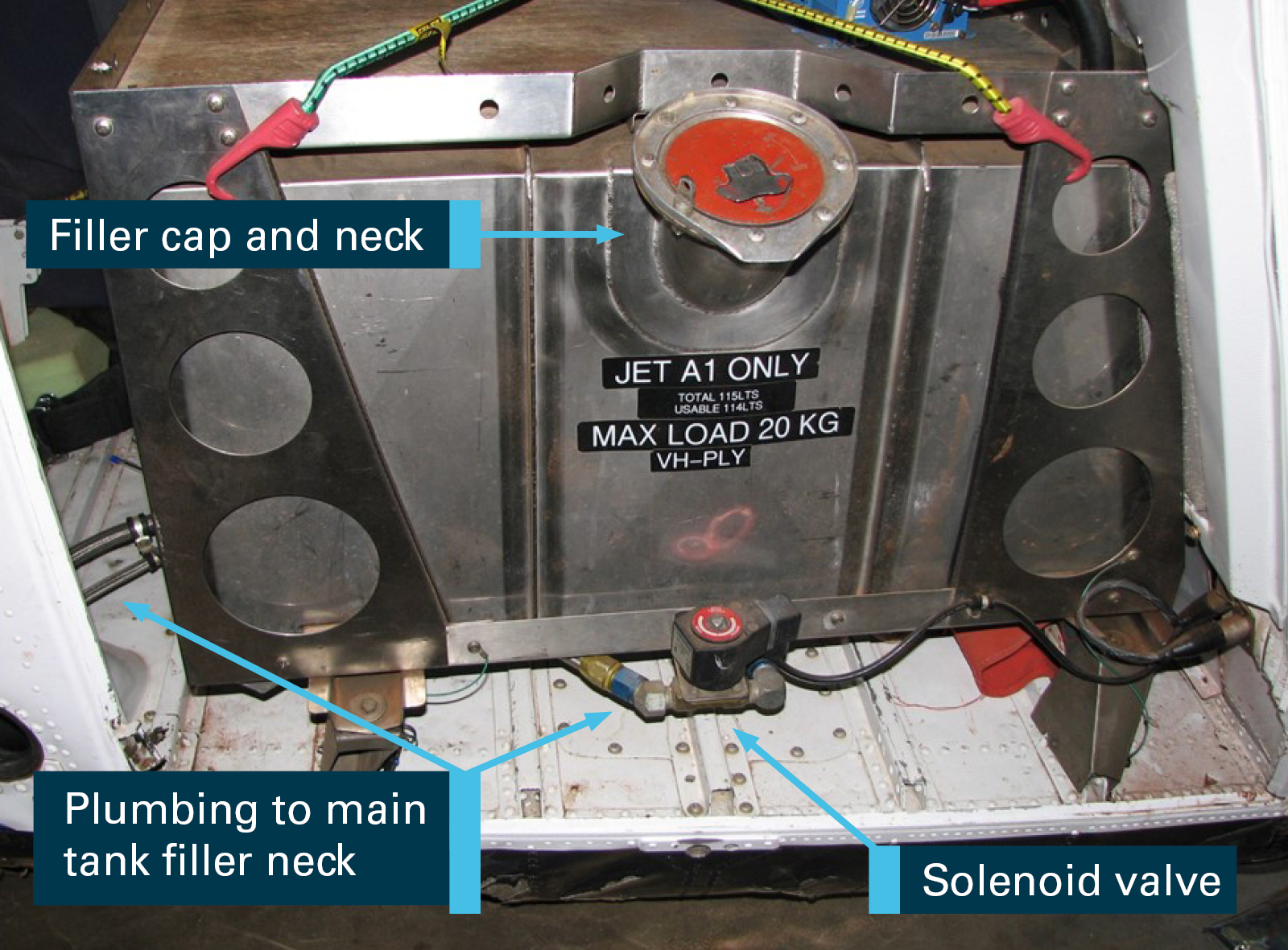 Figure 2: Auxiliary fuel tank fitted to VH-PLY. Source: ATSB