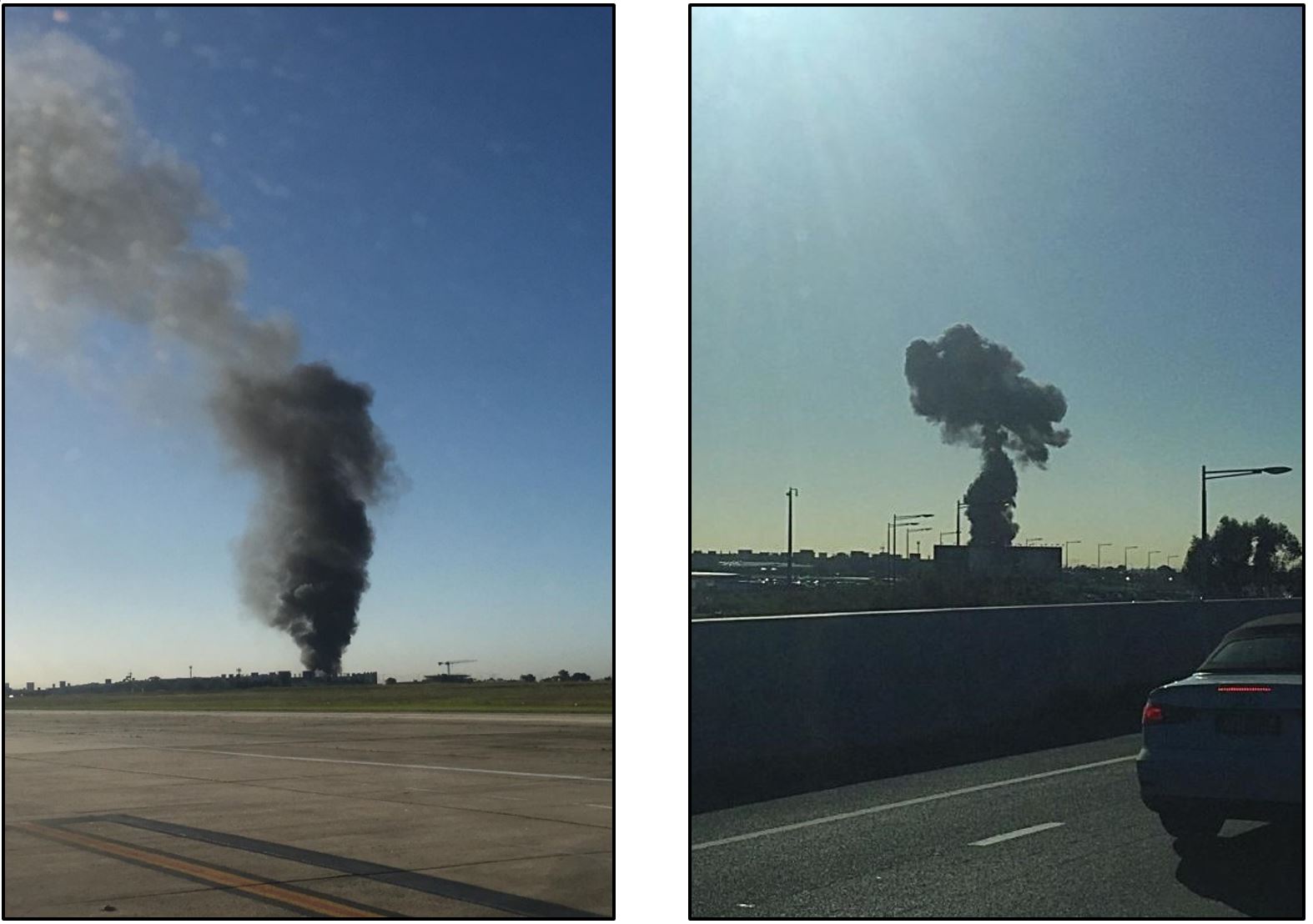 Figure 9: Photographs of the smoke plume that provided an indication of the wind conditions