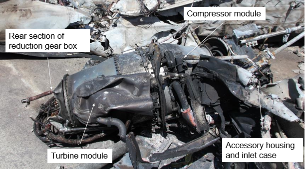 Figure 34: Right engine assembly, shown upside down and viewed from its left side