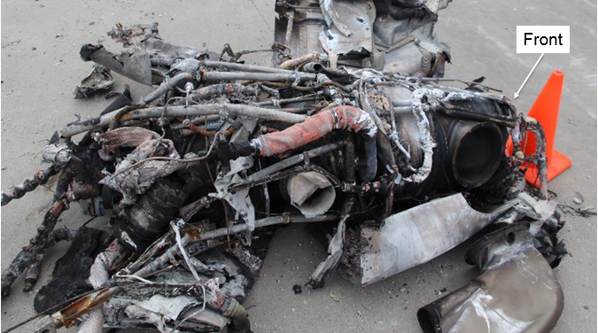 Figure 35: Right engine assembly, shown upside down and viewed from its left side