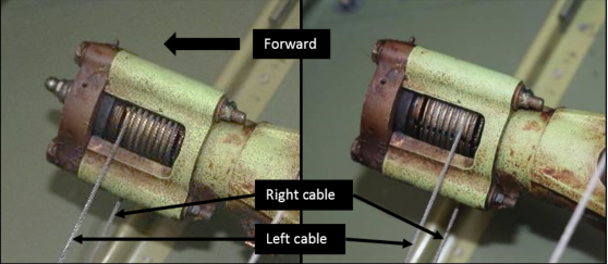 Figure 49: Rudder trim actuator showing the cable position along the barrel
