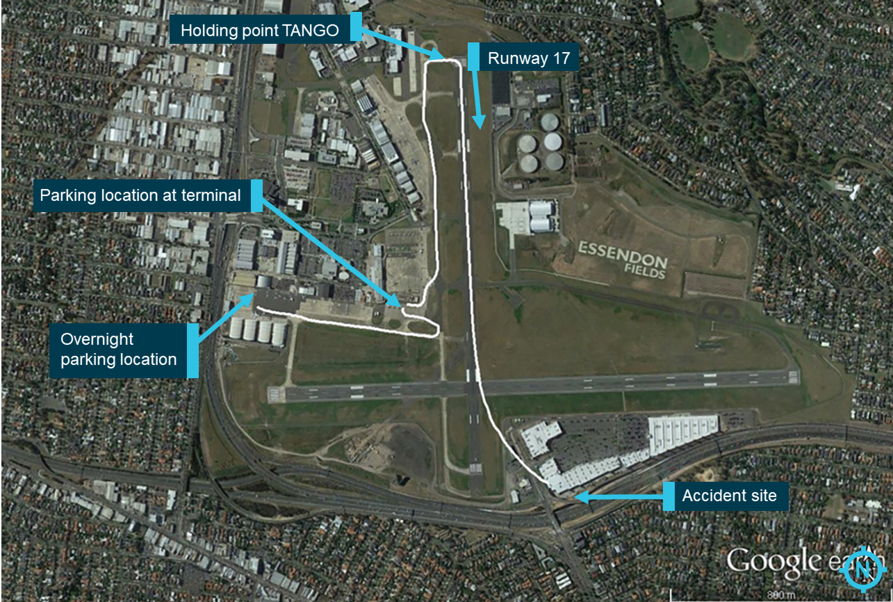 Figure 1: Aircraft taxi and flight track from Airservices Australia ADS-B data