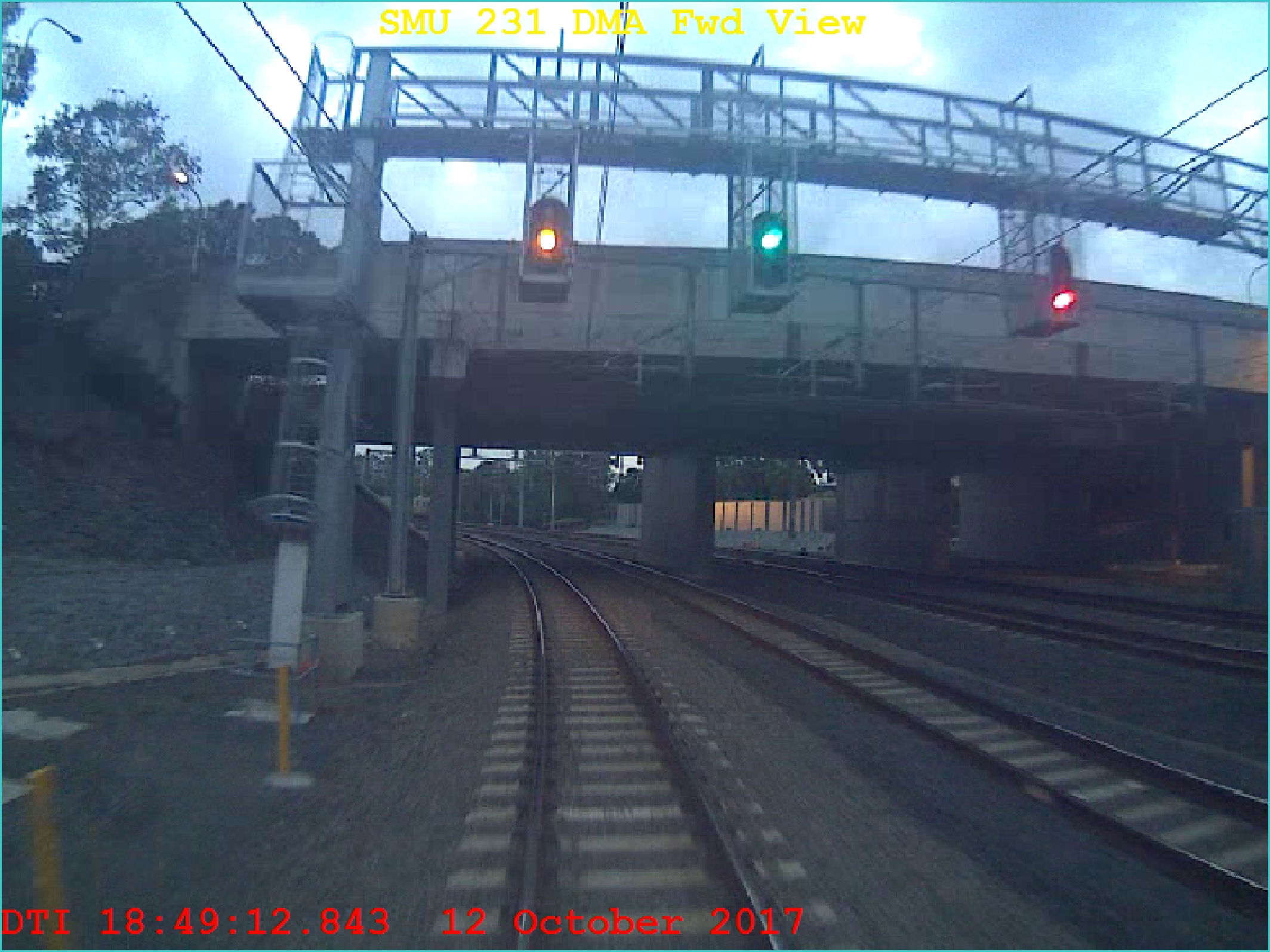 Figure 2: Train 2552 passing signal PE38 at 17:49:12 travelling at a speed of 41 km/h