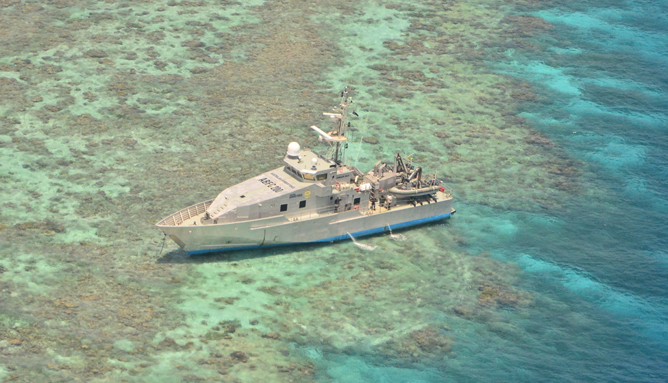 Figure 6: ABFC Roebuck Bay aground on Henry Reef. Source: Australian Border Force