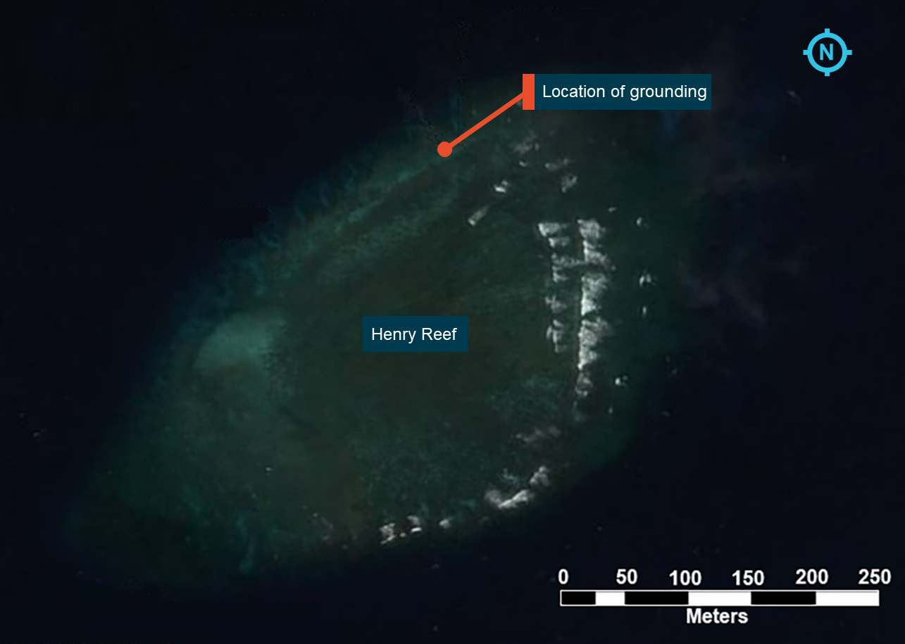Figure 8: Aerial image of Henry Reef. Source: Great Barrier Reef Marine Park Authority, modified by the ATSB