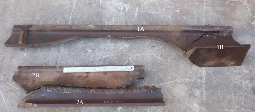 Figure 11: Broken rail with fatigue cracks. Source: BHP Billiton