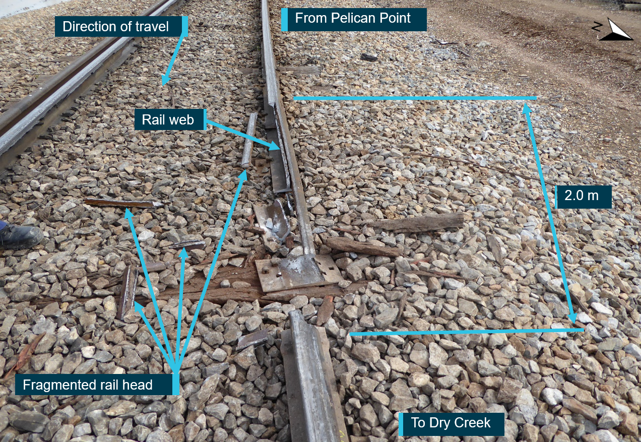 Figure 3: Fractured section of rail. Source:  ATSB