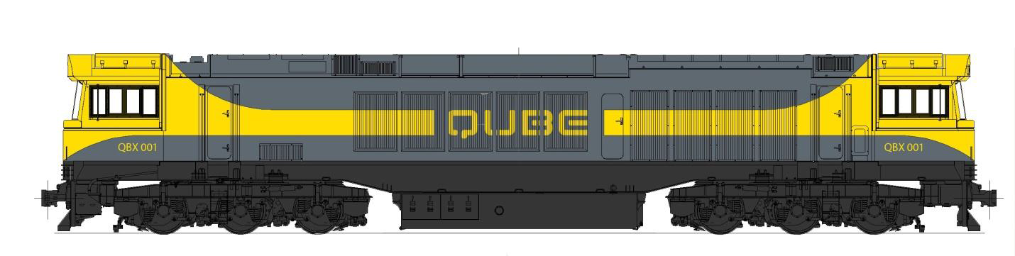 Figure 6: QBX locomotive. This figure shows the side elevation of a QBX locomotive. Source: Qube Logistics