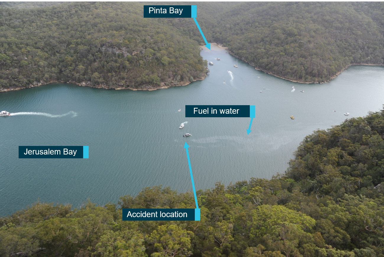 Figure 15: VH-NOO accident location in Jerusalem Bay. Source: NSW Police Force, annotated by the ATSB
