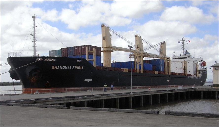 Figure 1: Shanghai Spirit alongside at Port Alma. Source: ATSB