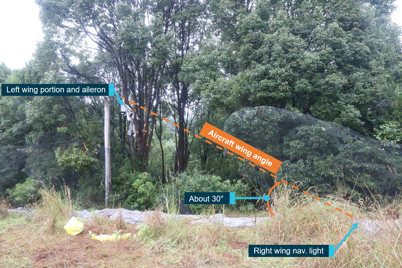 Figure 4: Initial collision with terrain at Brooklet, New South Wales