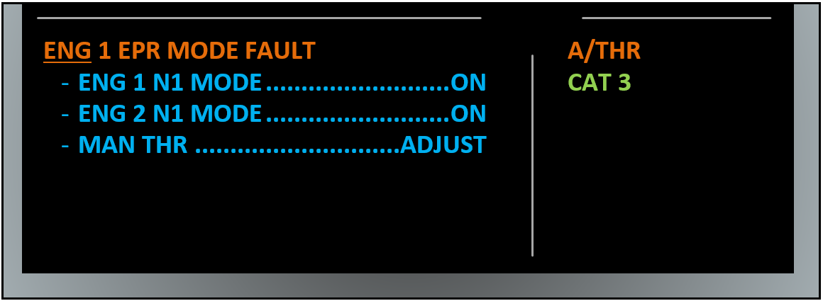 Figure&nbsp;19: ECAM procedure – engine EPR mode fault