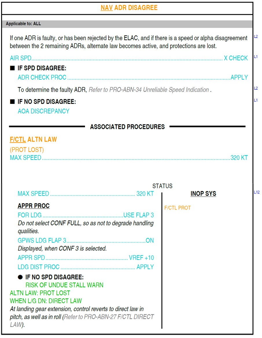 Figure&nbsp;B4: FCOM procedure – Navigation ADR disagree