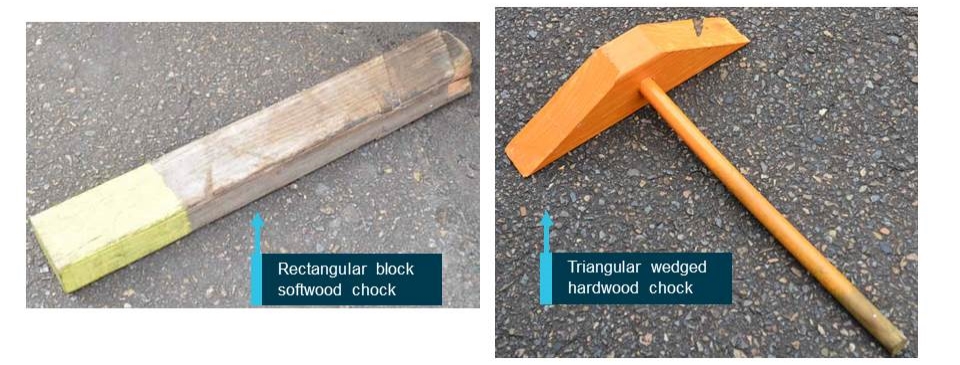 Figure 8: Comparison of the old and new type chock. Source: ATSB