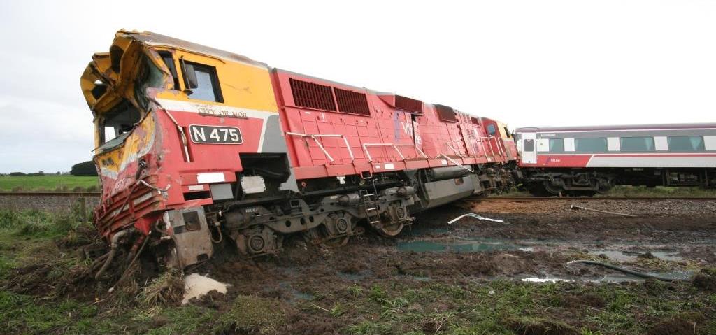 Figure 3: The damaged locomotive following the collision
