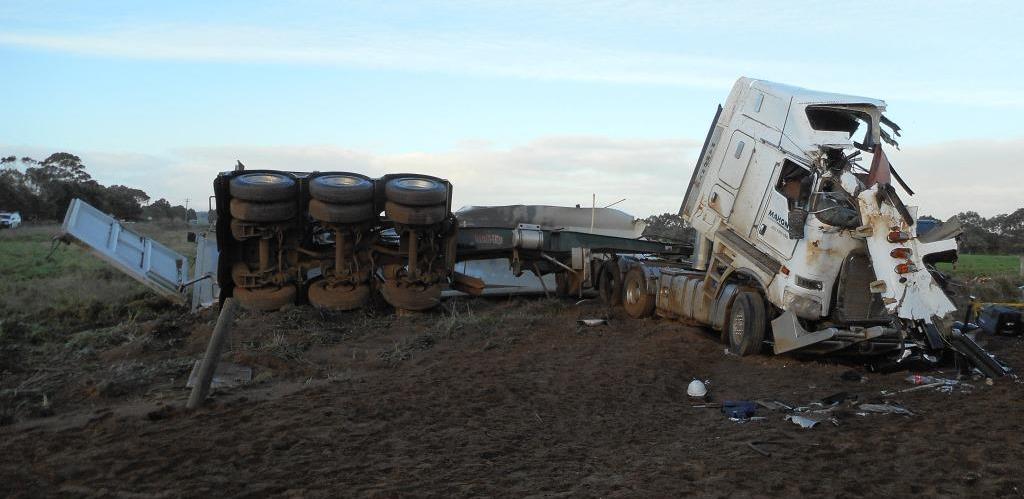 Figure 4: The damaged prime mover and semi-trailer following the collision