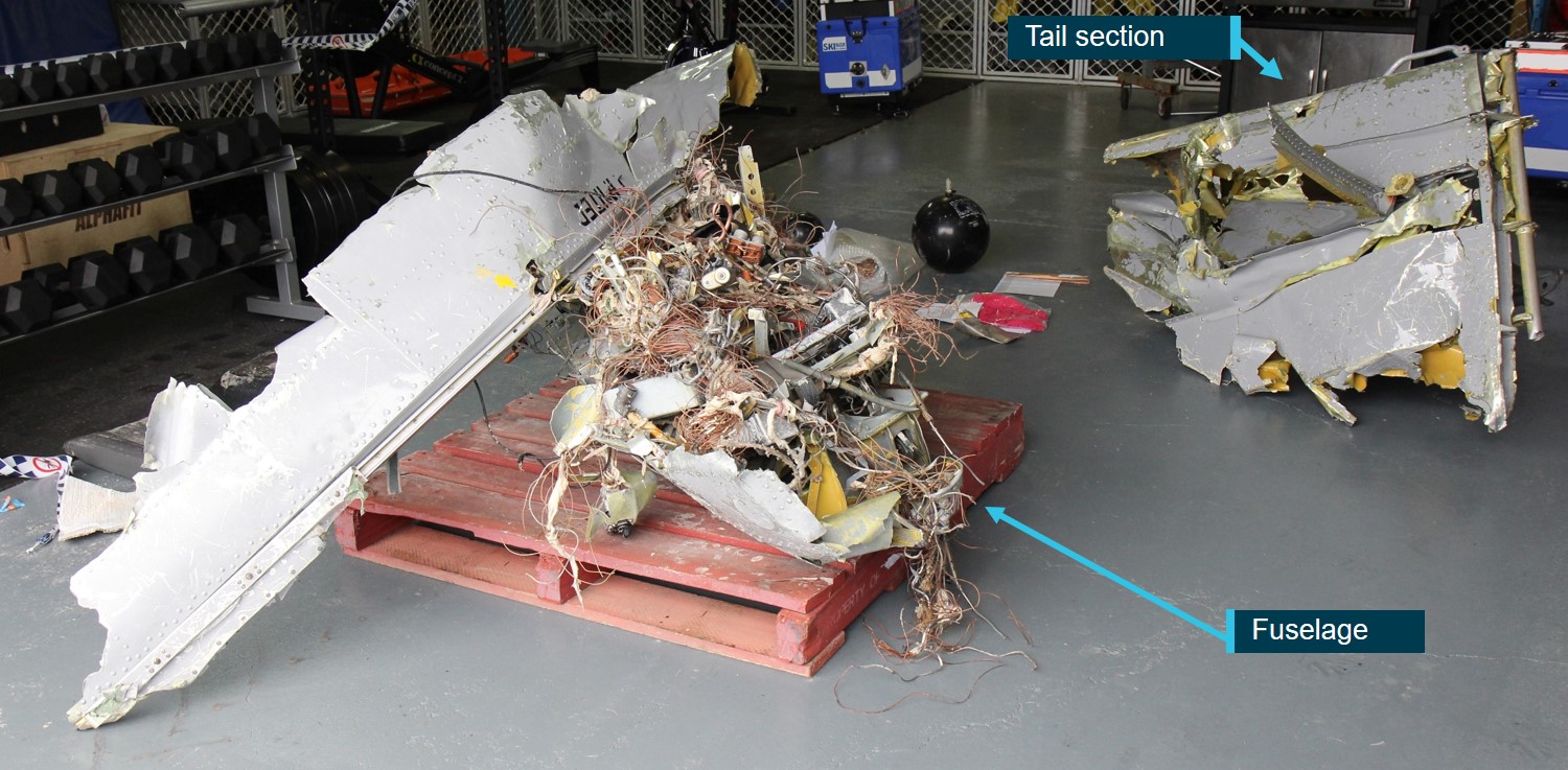 Figure 3: Some of the recovered pieces of VH-PAE. Source: ATSB
