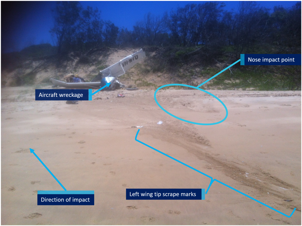 Figure 8: VH-WTQ accident site showing impact marks. Source: Wyndham Aviation chief pilot.