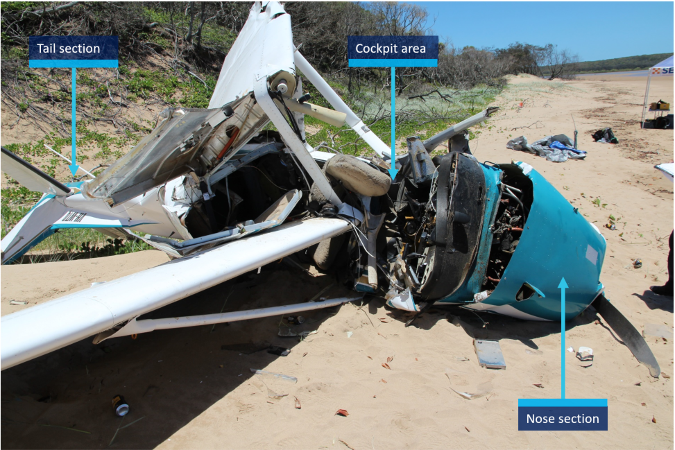 Figure 9: VH-WTQ aircraft wreckage viewed from the right. Source: ATSB.