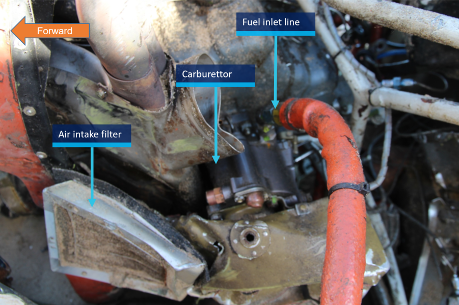 Figure 11: Carburettor and air intake assembly. Source: ATSB.