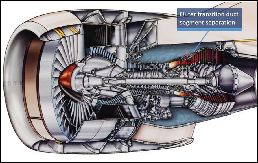 Pratt &amp; Whitney PW4170 gas turbine engine. Source: Pratt &amp; Whitney, modified by the ATSB