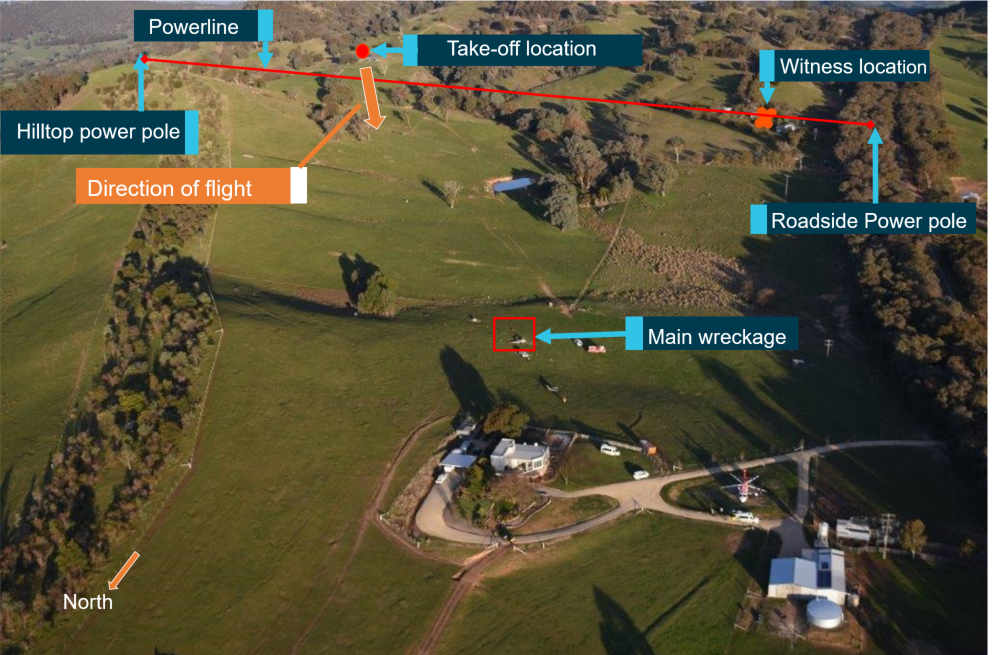 Figure 2: Overview of the accident location. Source: Victoria Police, annotated by ATSB