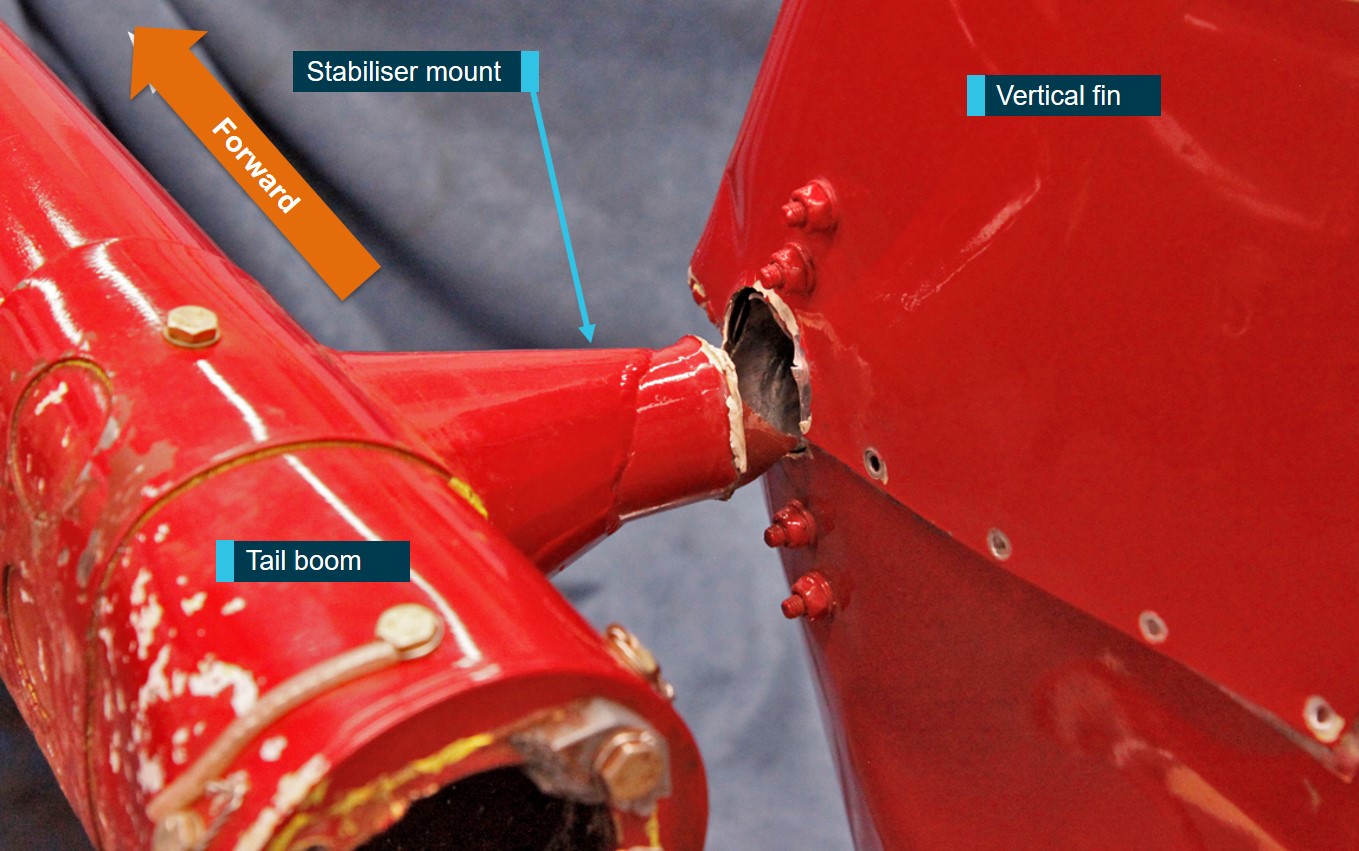 Figure 4: Location of the stabiliser failure adjacent to the welded region. Source:  ATSB