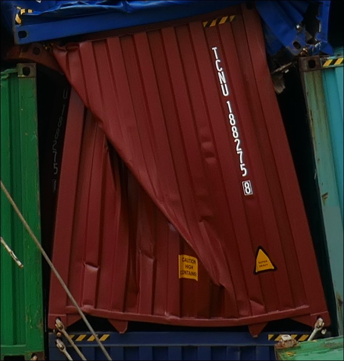 Figure 21: Image showing container corner post collapse. Source: ATSB