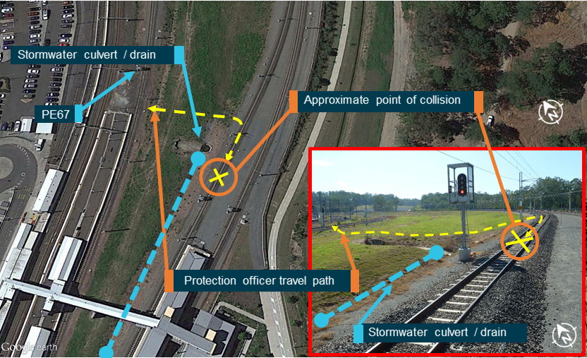 Figure 3: Petrie stormwater culvert/drain layout.
Source: Google Earth, Annotated by the ATSB.