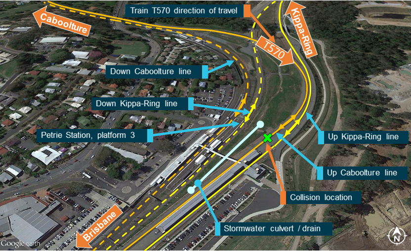 Figure 4: Layout of the Petrie Station.
Source: Google Earth, annotated by ATSB