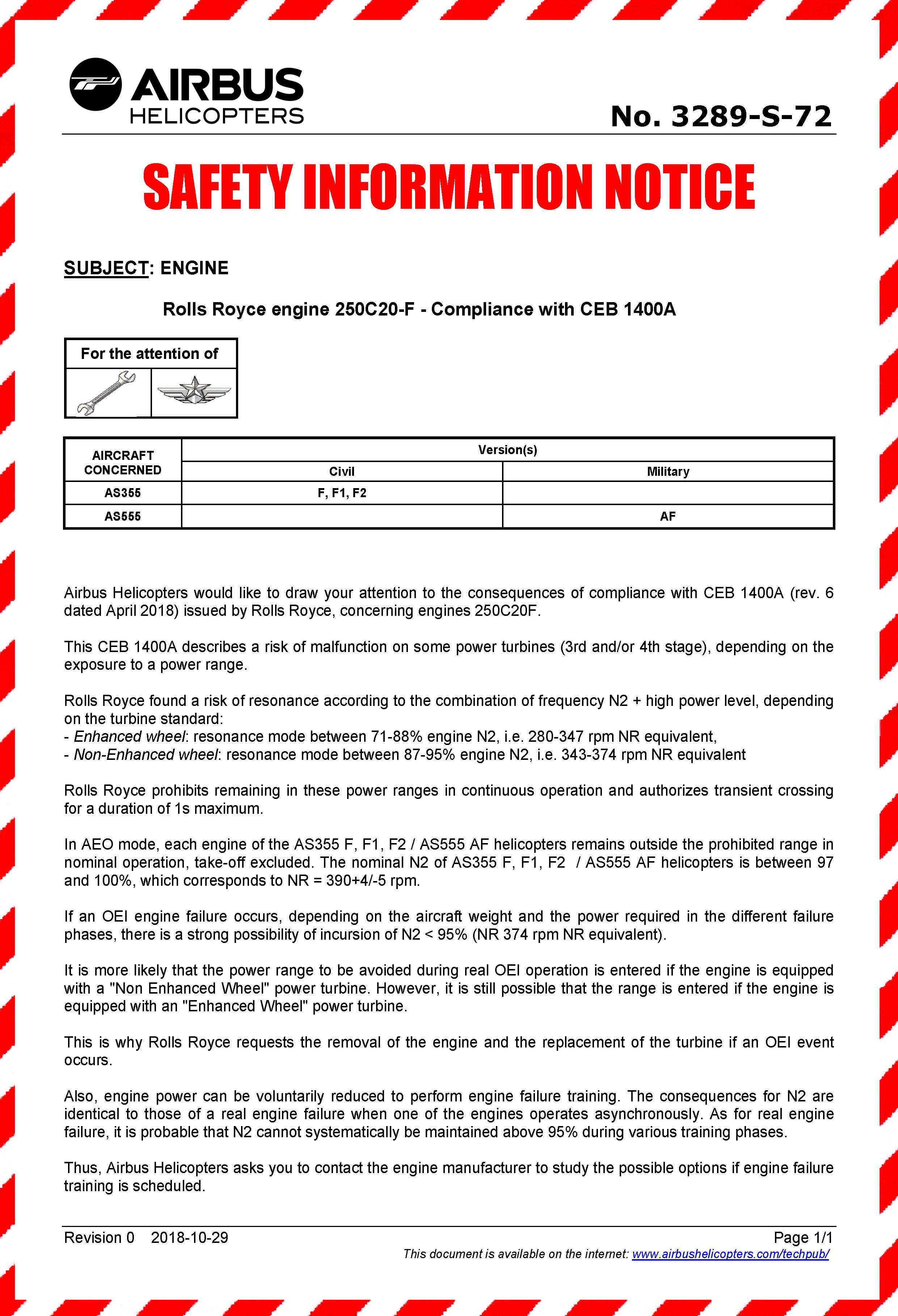 Appendix A – Airbus Helicopters safety information notice.Source: Airbus