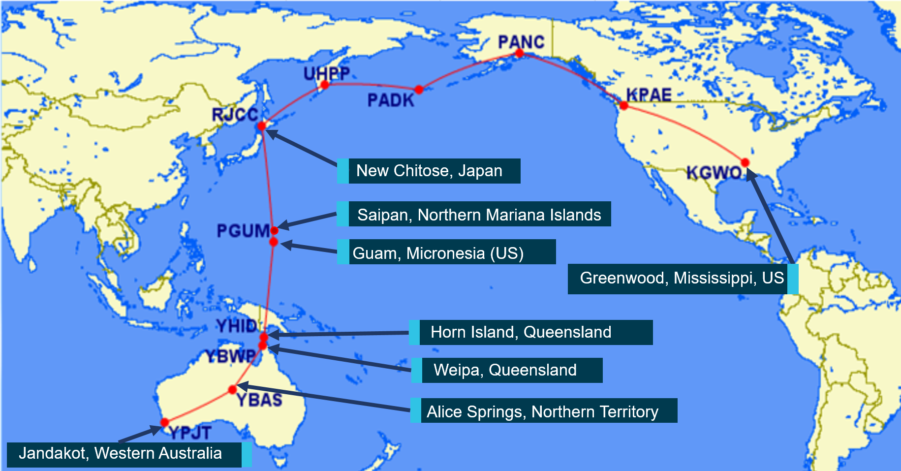Figure 1: North Pacific Route.<br />
Source: Aircraft operator – annotated by ATSB