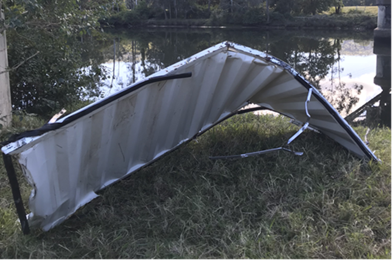 Figure 5: The damaged awning when recovered from the Wilson River.
Source: Pacific National