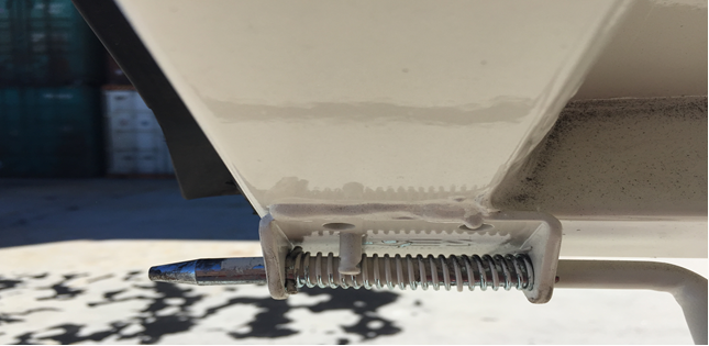 Figure 7: A view of one of the spring-loaded bolts used to hold the awning closed.
Source: Pacific National