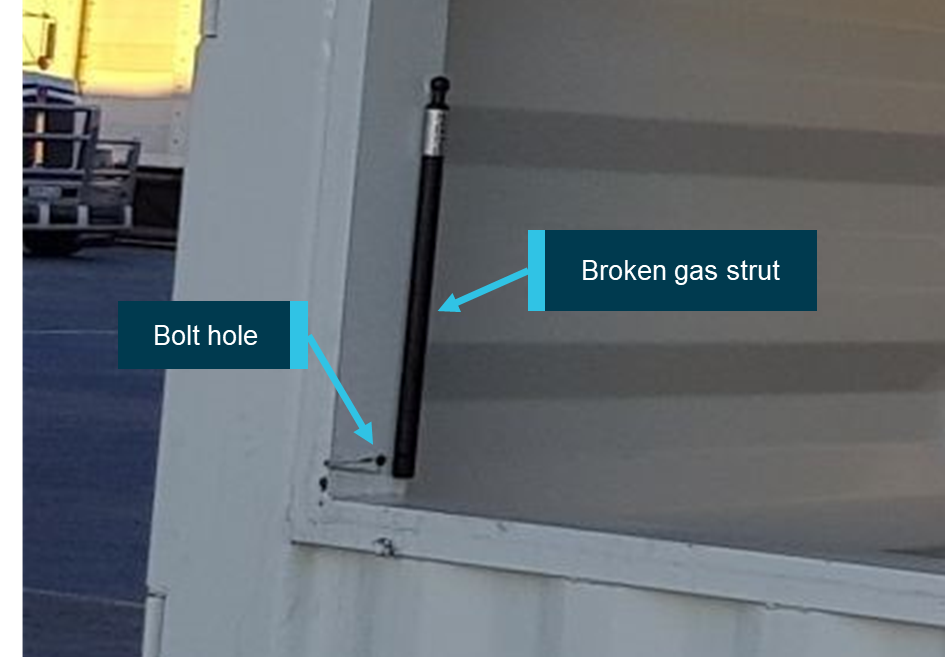 Figure 8: Detail view of one of the holes used for latching the spring-loaded bolts.
Source: Pacific National