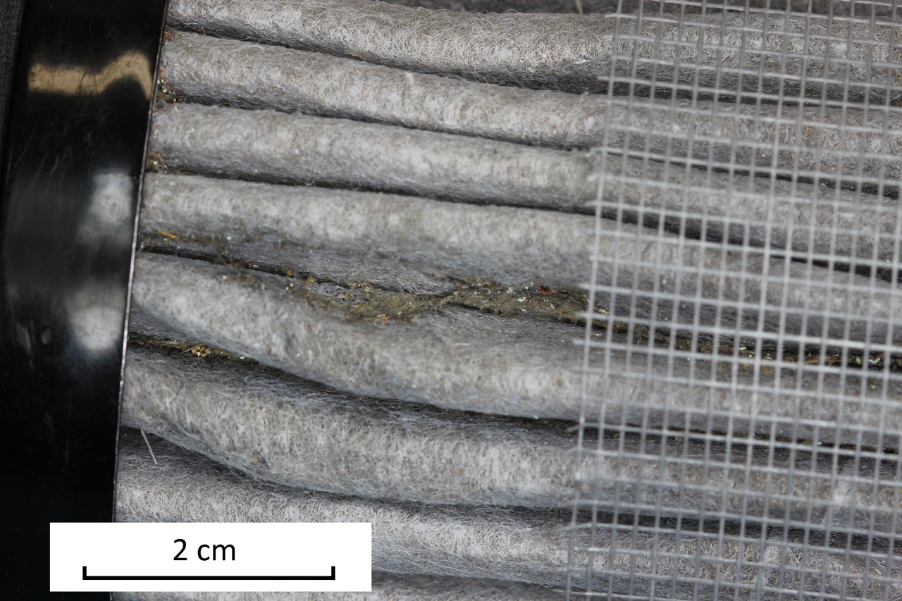 Figure 4: Micronic pre-filter containing contaminants from April 2017.Source:  ATSB