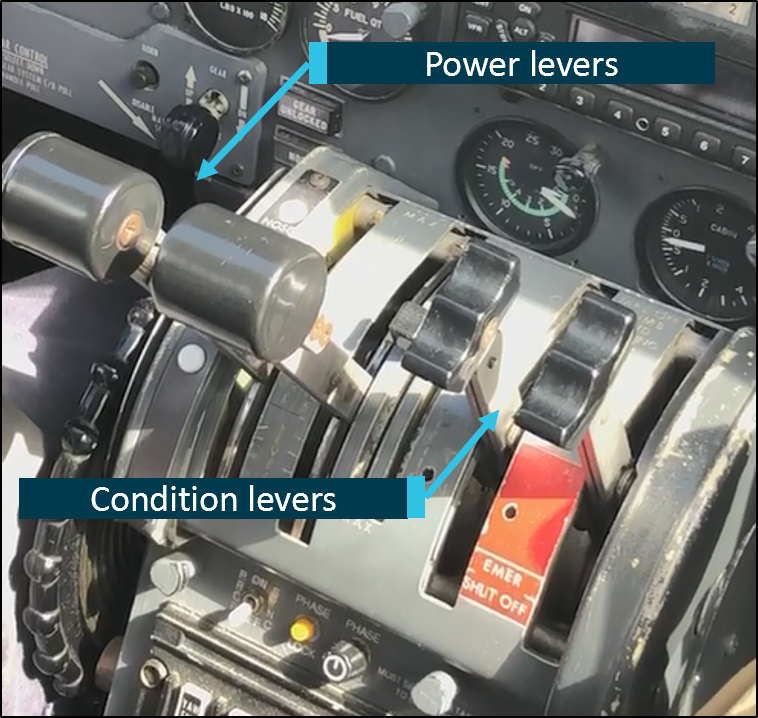 Figure 3: Engine control levers.Source: ATSB