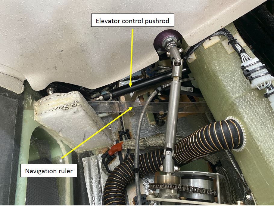 Figure 1: Navigation ruler lodged in elevator push rod mechanism.
Source: Operator’s engineering department