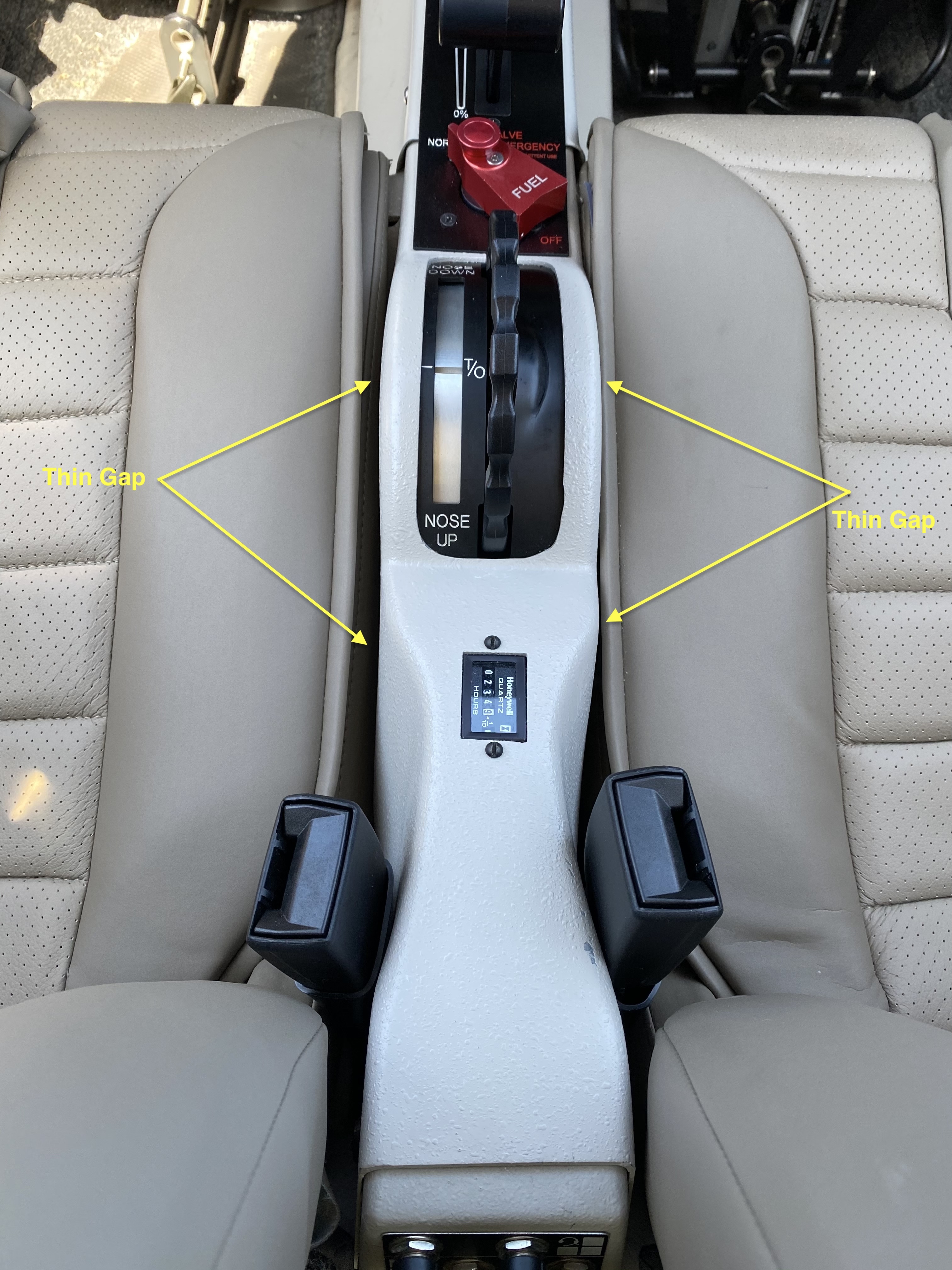 Figure 2: Narrow gap between front seats and centre console.Source: Operator’s engineering department