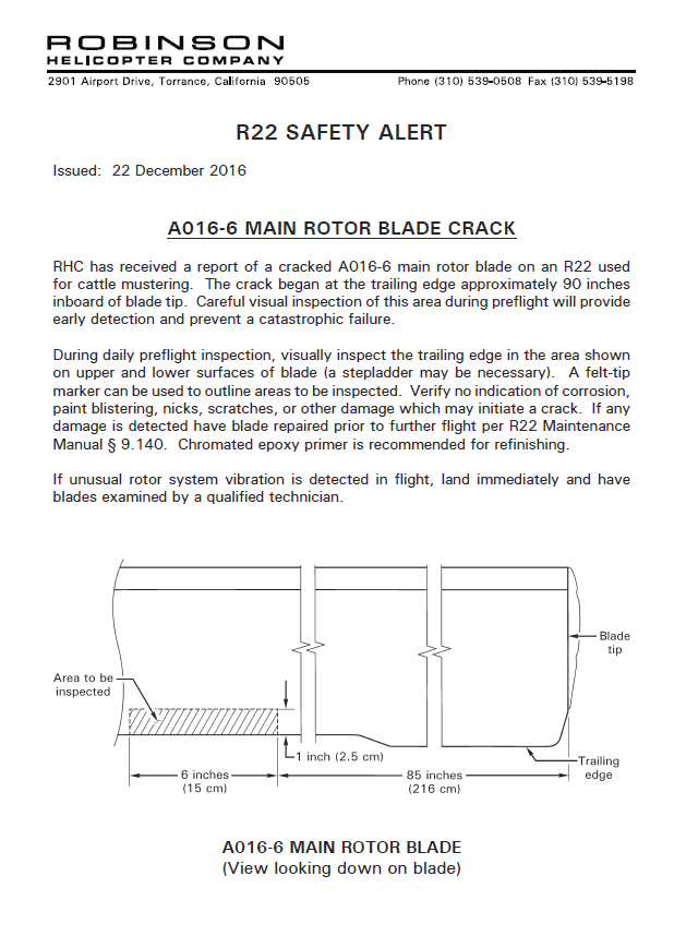 Appendix A: R22 safety alert