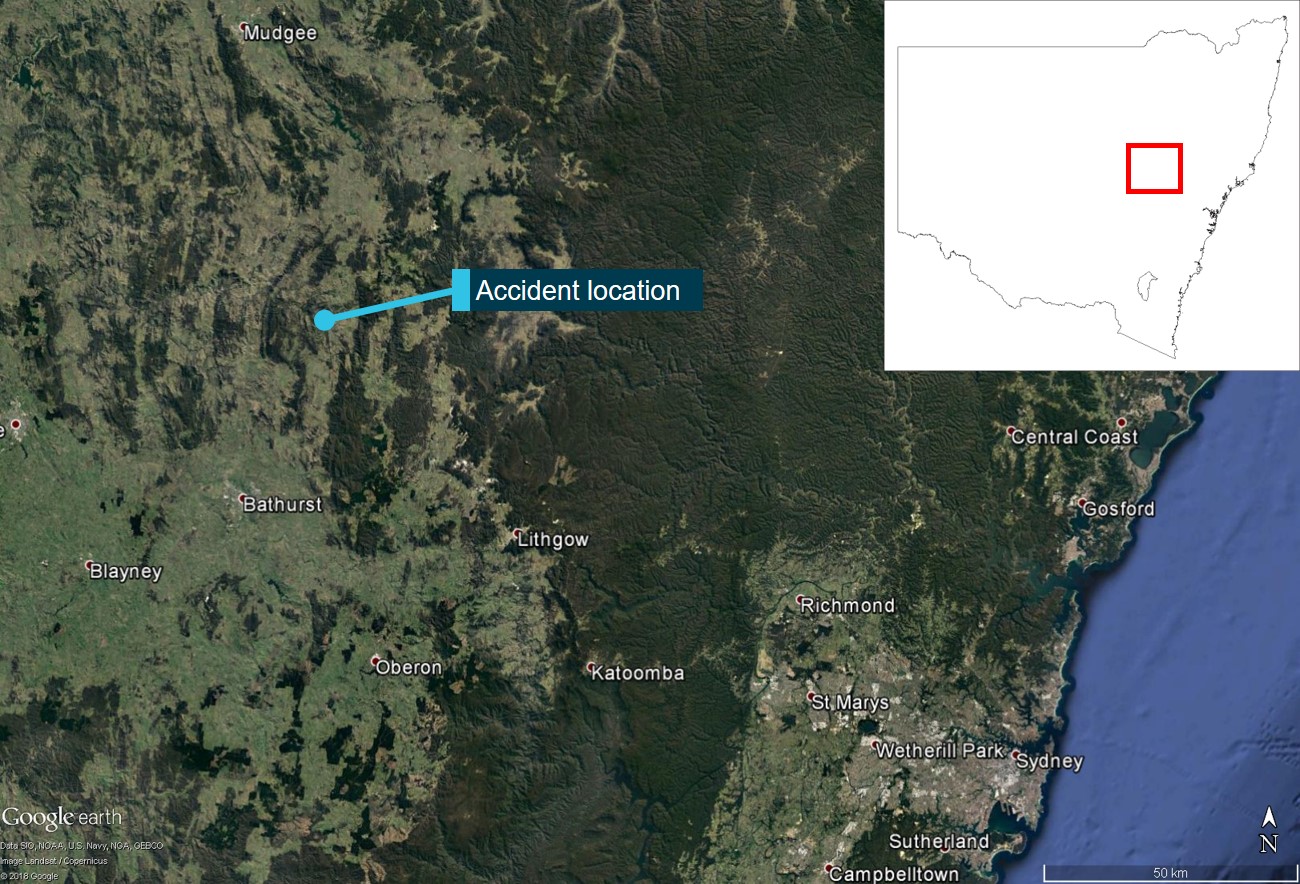 Figure 1: Accident location.Source: Google, annotated by the ATSB