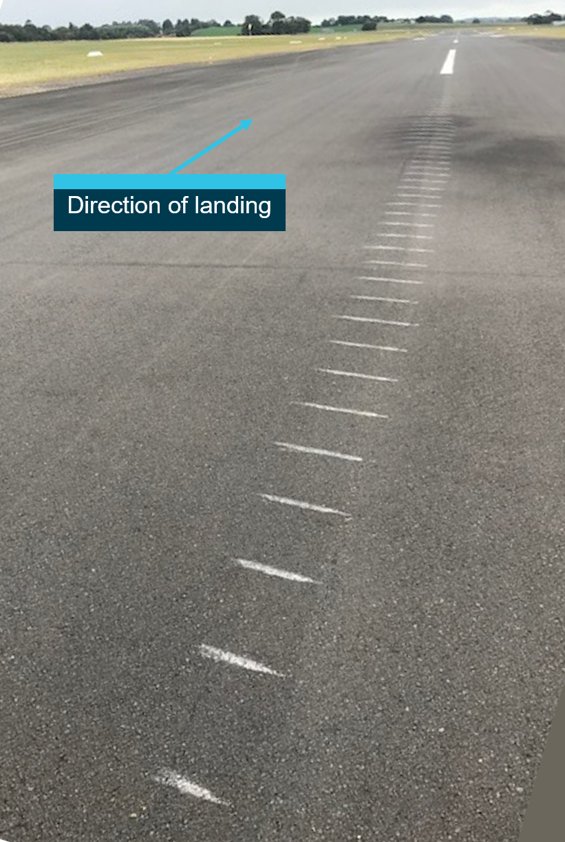 Figure 2: Left propeller strike marks.
Source: Airport operator, annotated by ATSB.