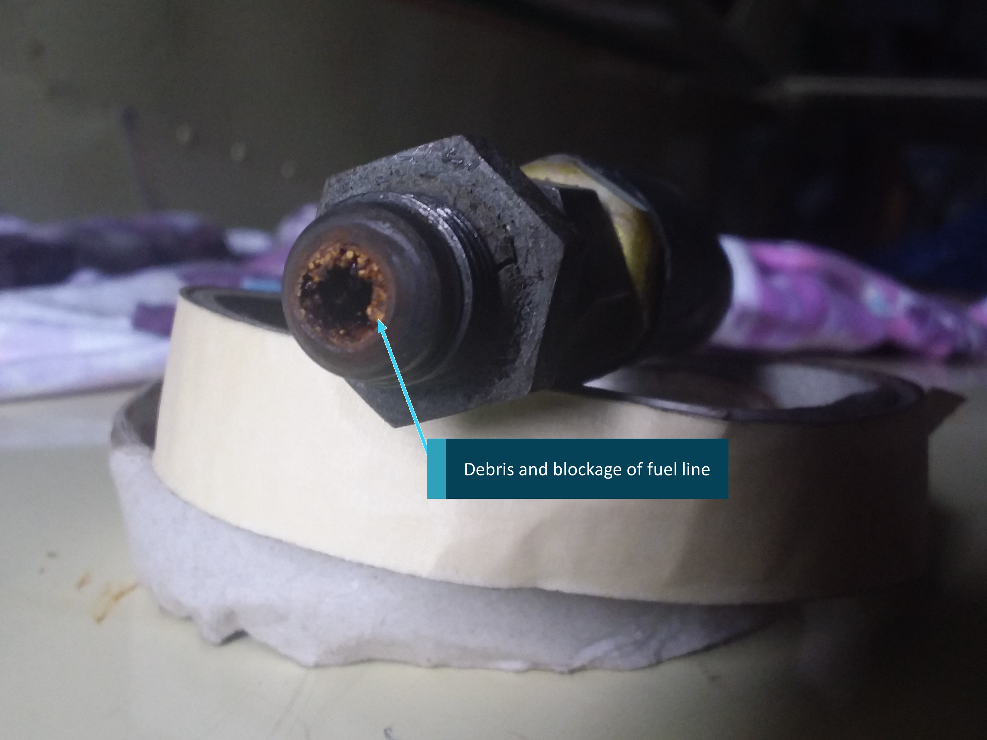 Figure 1: Fuel line blockage and debris.Source: Pilot