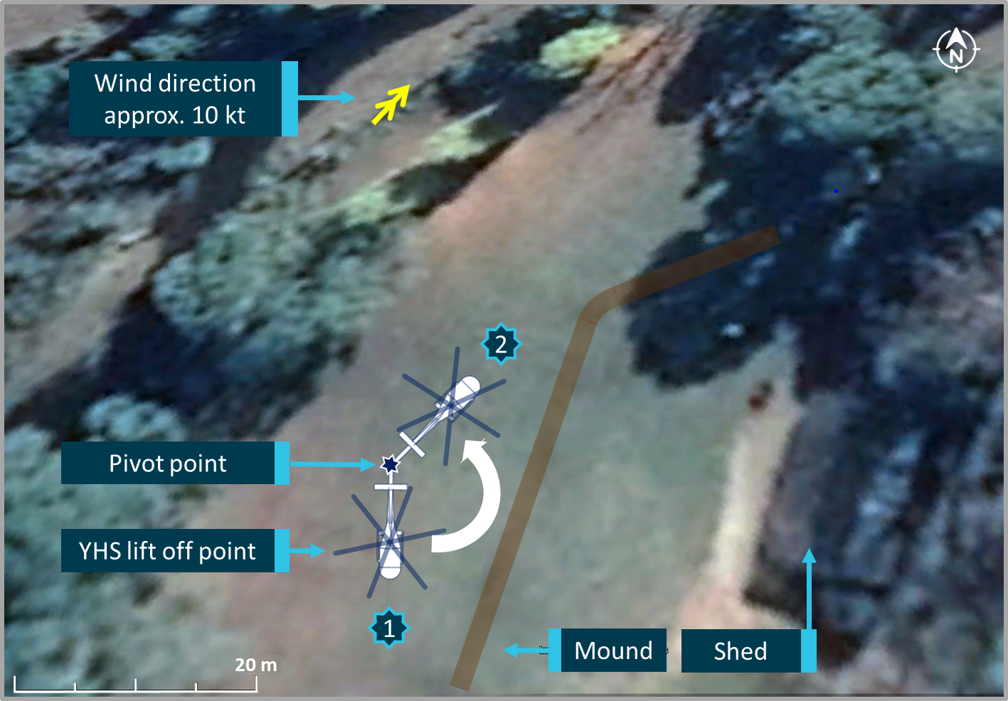 Figure 1a: Accident sequence.Source: ATSB analysis of information from pilot and witness video (partial) superimposed on Google Earth image